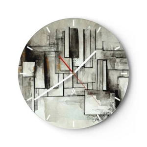 Reloj de pared - Reloj de vidrio - Una composición geométrica de rectángulos en colores tenues. - 30x30cm - El poder de la sencillez - Decoración de pared moderna para salón, cocina y dormitorio ARTTOR