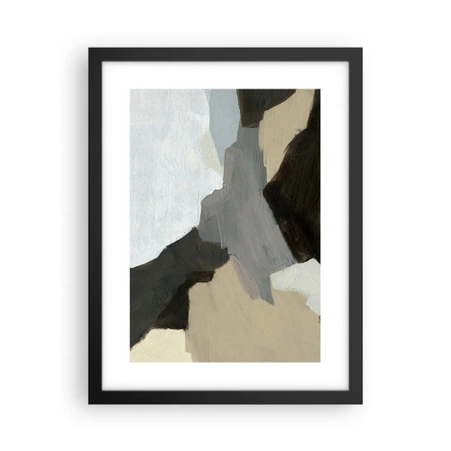 Póster en marco negro - Abstracción: partes del gris - 30x40 cm