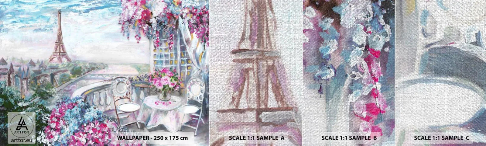 Muestra de fotomural Premium Canvas - Mayo mágico en París - Ciudad, Torre Eiffel, París - 100x30 cm