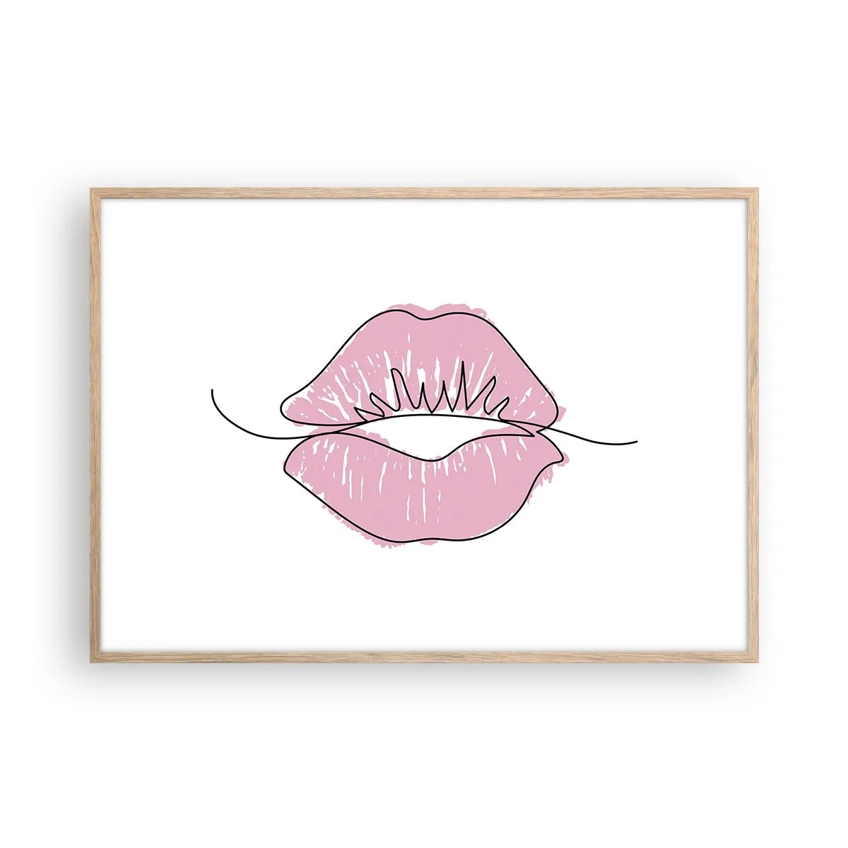 Póster en marco roble claro - ¿Listo para un beso? - 100x70 cm