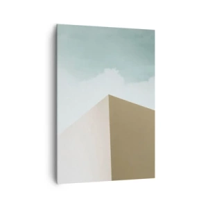 Cuadro sobre lienzo - Impresión de Imagen - Arquitectura minimalista con bloques pastel y cielo. - 70x100cm - Geometría de un verano soleado - Decoración de pared moderna para salón y dormitorio ARTTOR