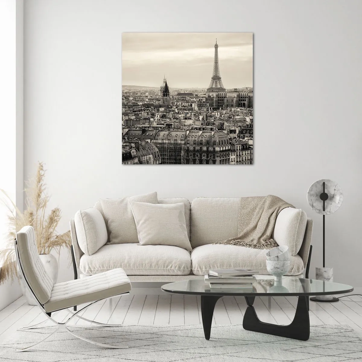 Cuadro sobre vidrio - Impresiones sobre Vidrio - Sobre los tejados de París - 30x30 cm