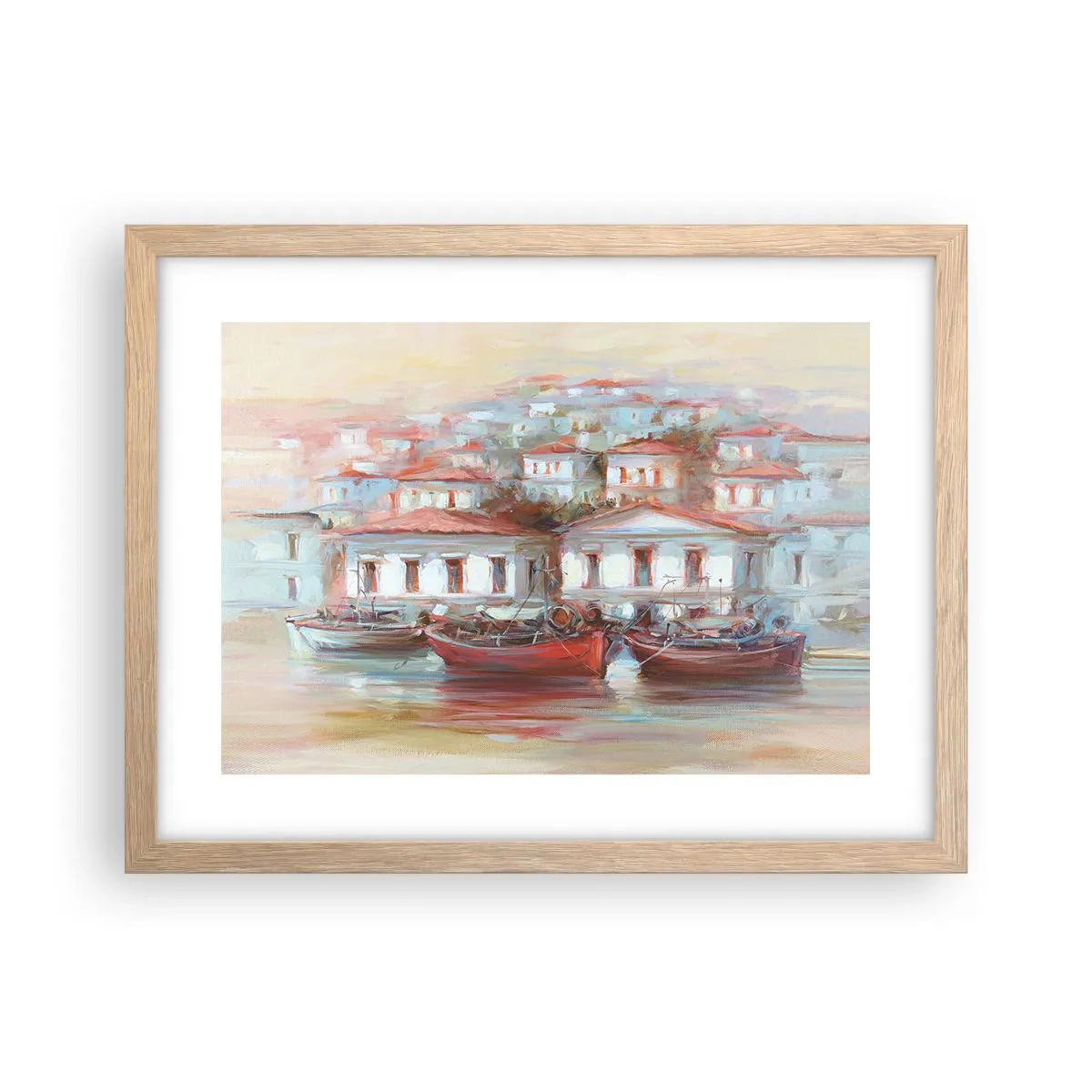 Póster en marco roble claro - Ciudad feliz - 40x30 cm