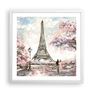 Póster en marco blanco - Un paseo por París en abril - 50x50 cm