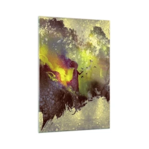 Cuadro sobre vidrio - Impresiones sobre Vidrio - Silueta artística de una mujer con la naturaleza al fondo. - 70x100cm - La madre naturaleza - Decoración de pared moderna para salón y dormitorio ARTTOR
