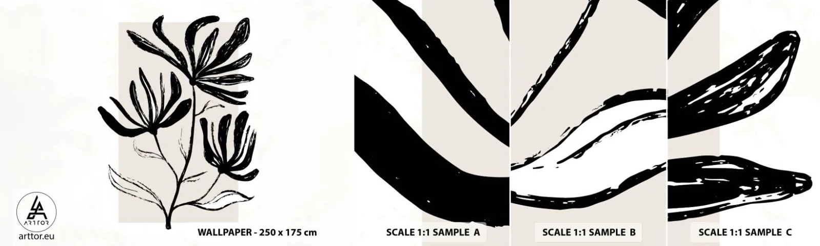 Muestra de fotomural autoadhesivo Deluxe Sticker - Esbozo para un herbario - Flor, minimalista, Moderno - 100x30 cm
