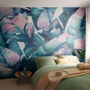 Fotomural Premium Canvas - En una plantación de plátanos - Abstracción, Hojas, Pedazo - 200x140 cm