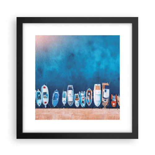 Póster en marco negro - En fila y a la espera - 30x30 cm