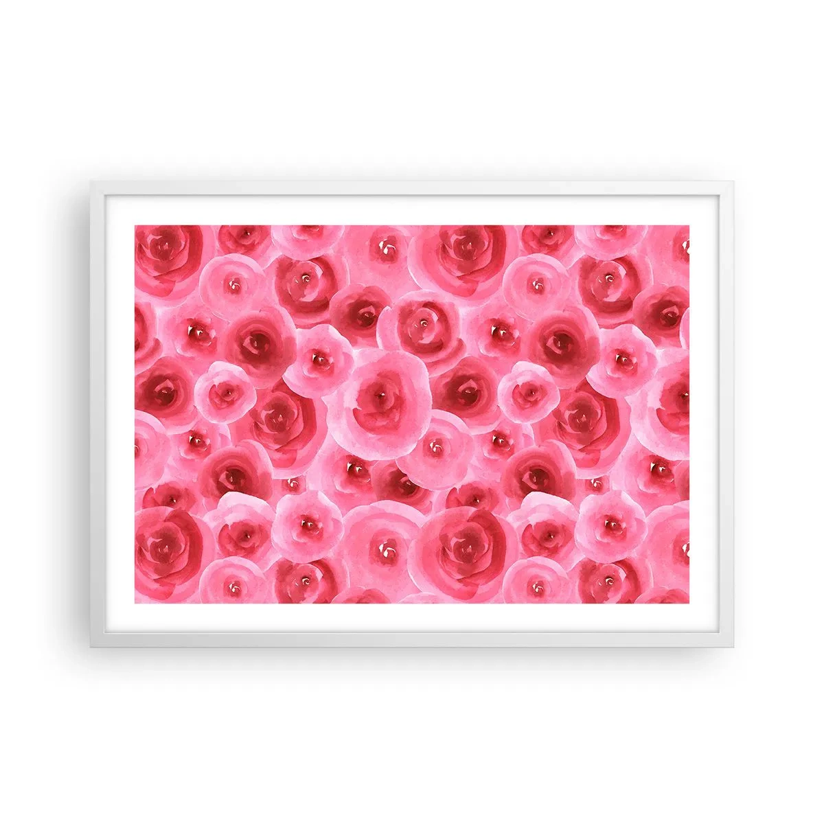Póster en marco blanco - Rosas abajo y arriba - 70x50 cm