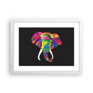 Póster en marco blanco - El elefante al que le gustaba bañarse en el arco iris - 40x30 cm