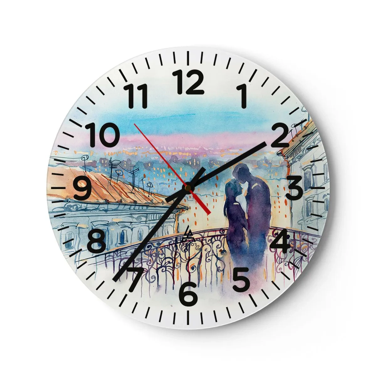 Reloj de pared - Reloj de vidrio - Los amantes de París - 40x40 cm