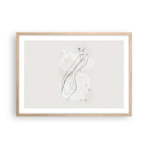 Póster en marco roble claro - Una mirada no dice nada y al mismo tiempo lo dice todo - 70x50 cm