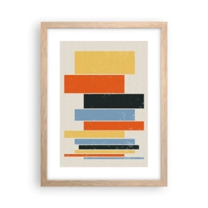 Póster en marco roble claro - Barras multicolor - 30x40 cm