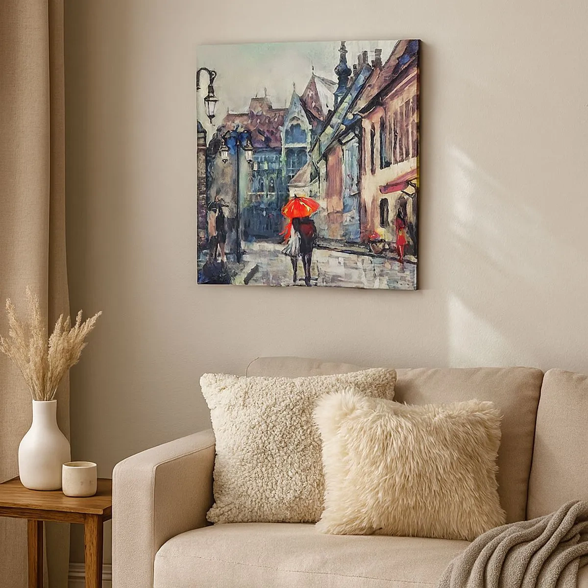 Cuadro sobre lienzo - Impresión de Imagen - Lluvia para dos - 30x30 cm