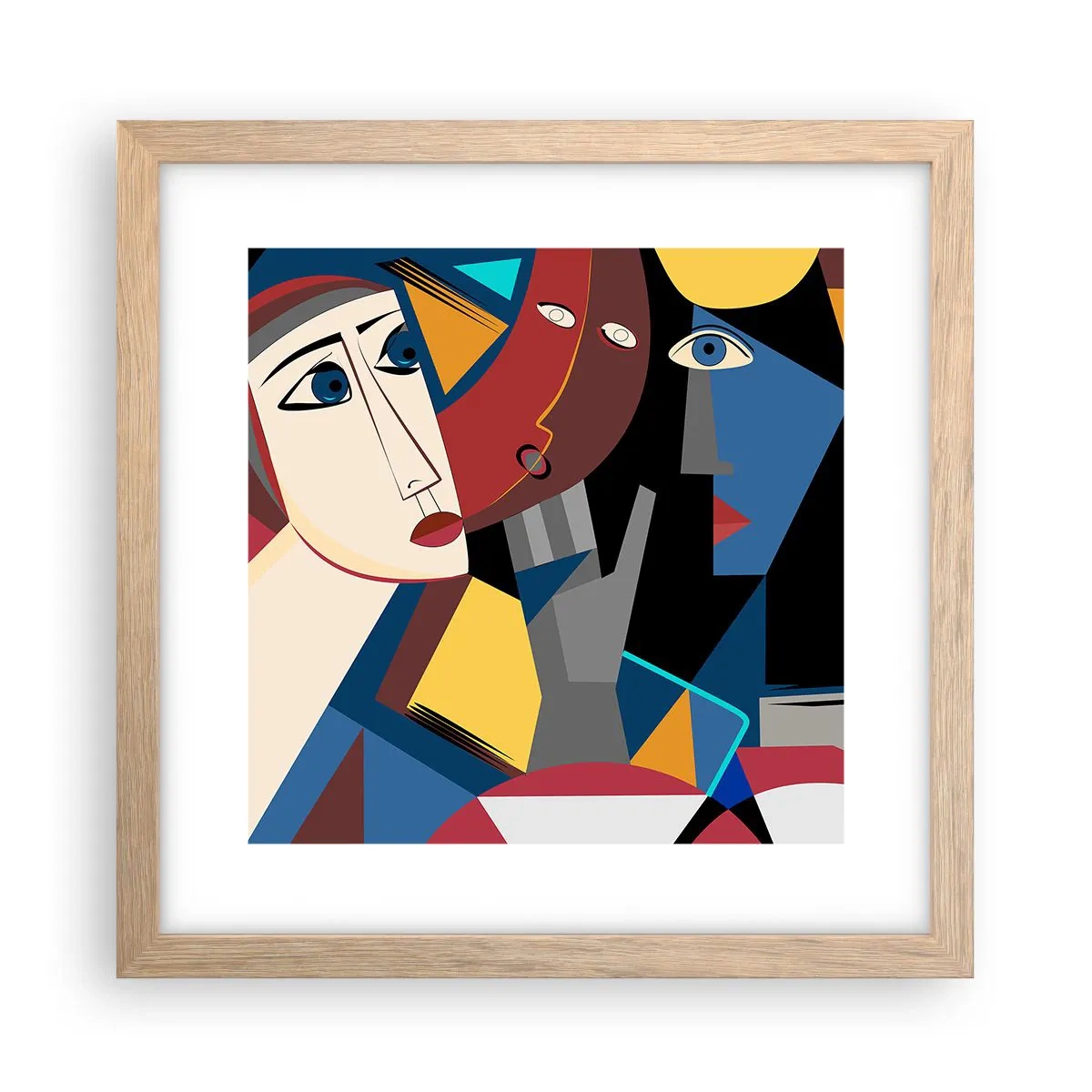 Póster en marco roble claro - Conversación cubista - 30x30 cm