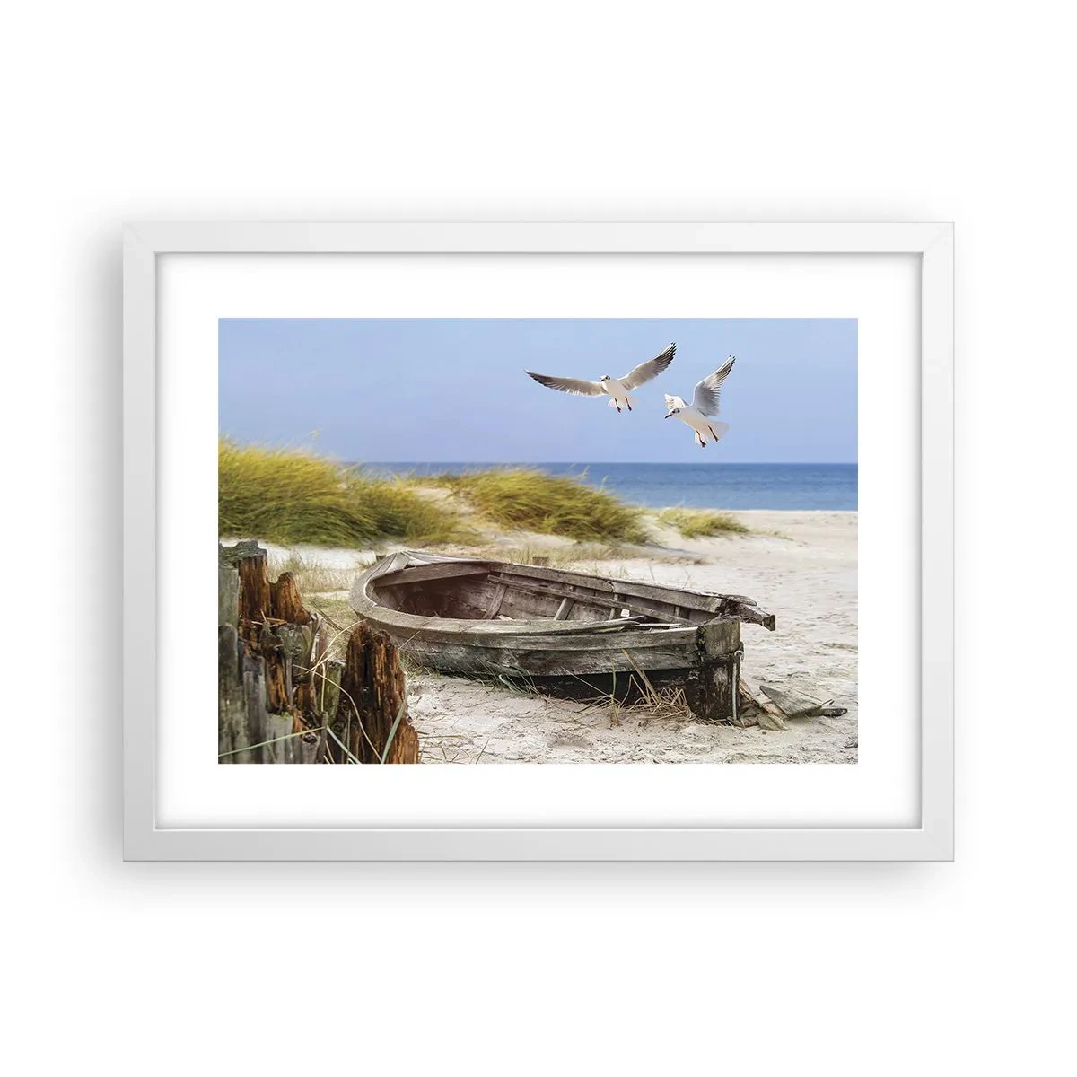 Póster en marco blanco - Bañada por el viento - 40x30 cm