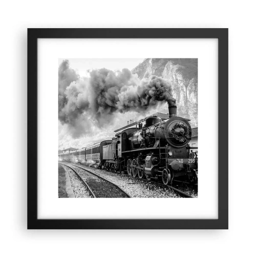 Póster en marco negro - Rumbo a la estación... - 30x30 cm