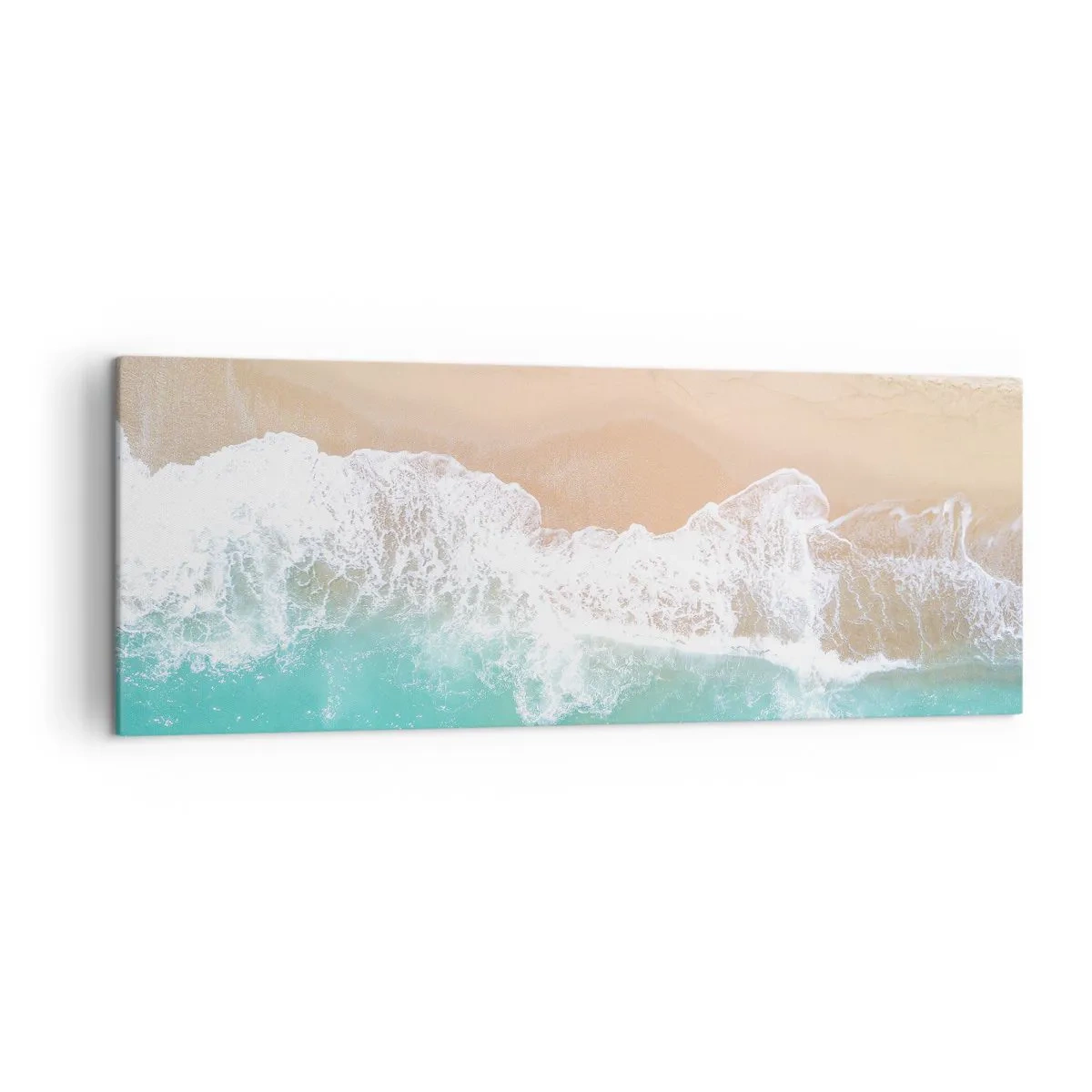 Cuadro sobre lienzo - Impresión de Imagen - Una vista de pájaro de una playa con agua turquesa y olas suaves. - 140x50cm - Un toque acariciador - Decoración de pared moderna para salón y dormitorio ARTTOR