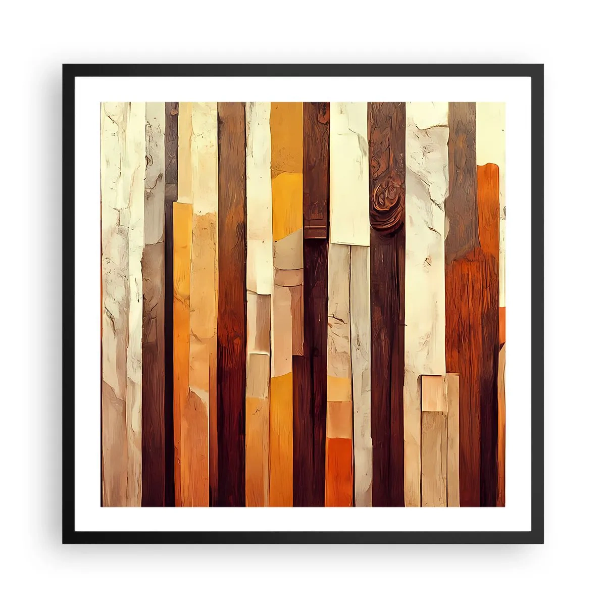 Póster en marco negro - Himno de los árboles del bosque - 60x60 cm