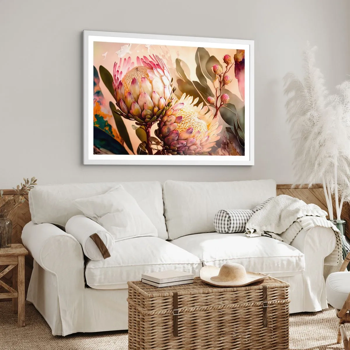 Póster en marco blanco - Abrazados con ternura - 70x50 cm