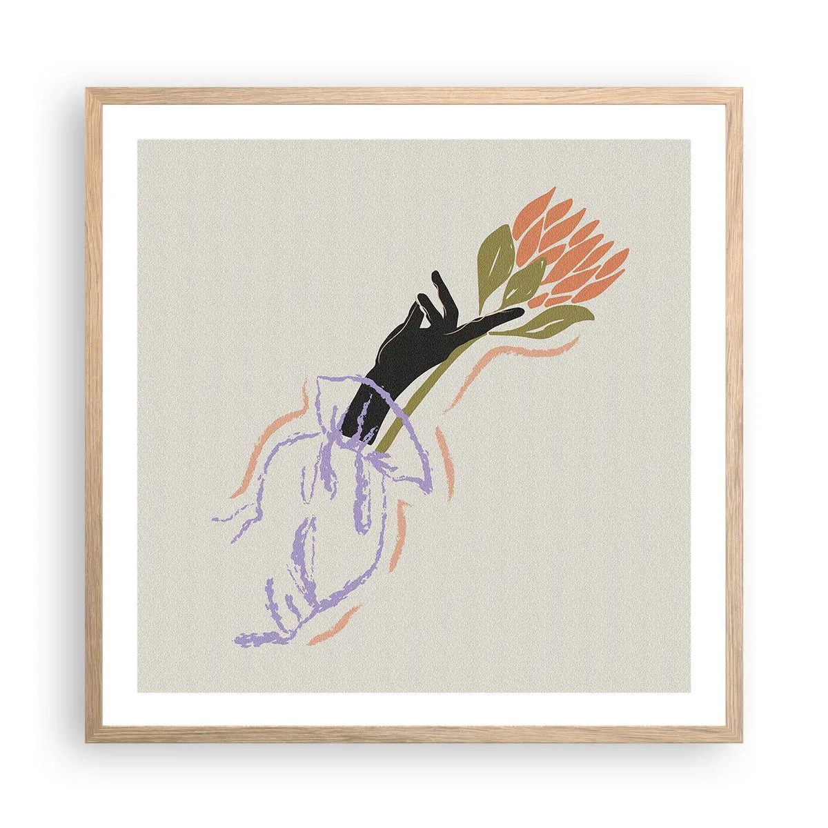Póster en marco roble claro - Un toque fraternal - 60x60 cm