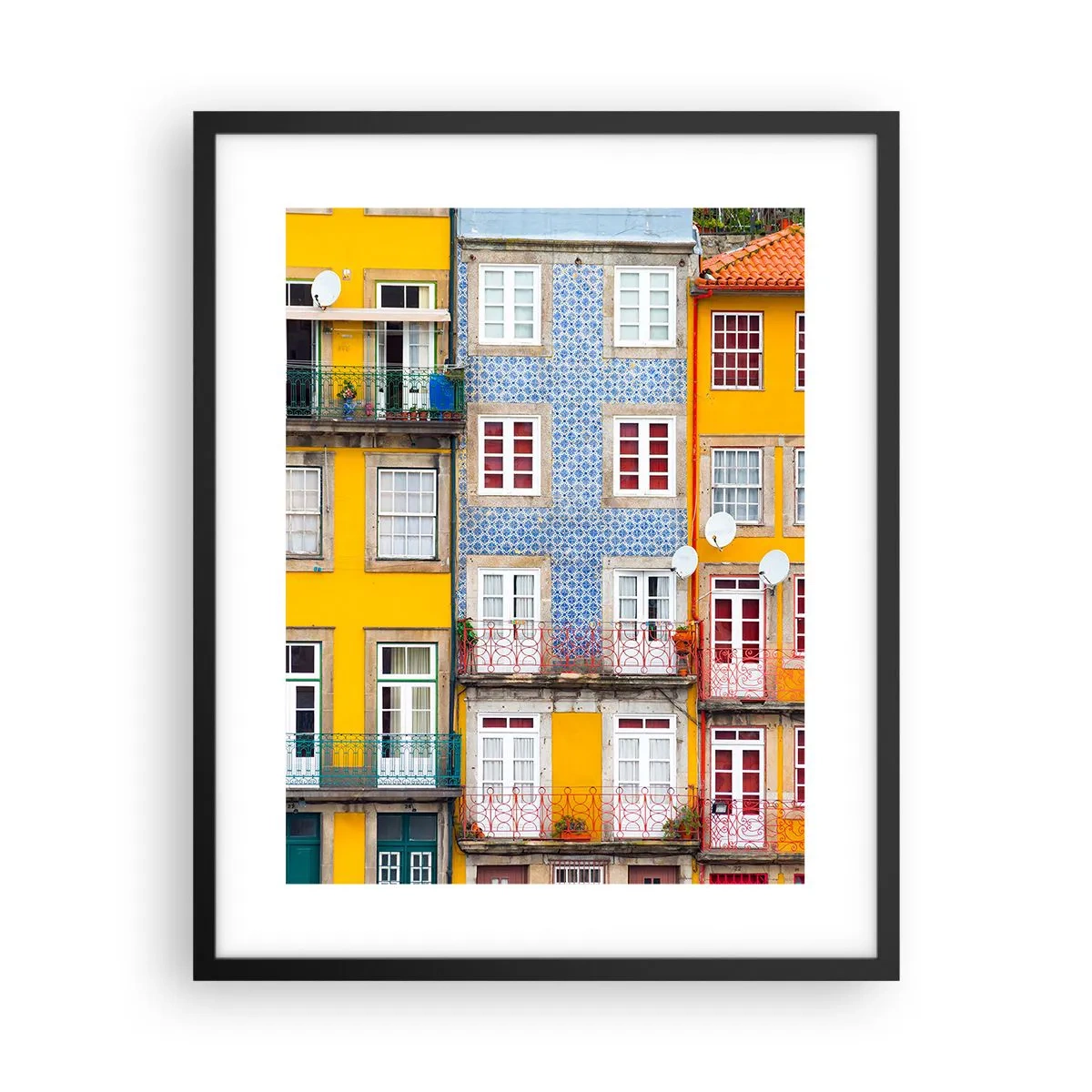 Póster en marco negro - Los colores de la ciudad vieja - 40x50 cm