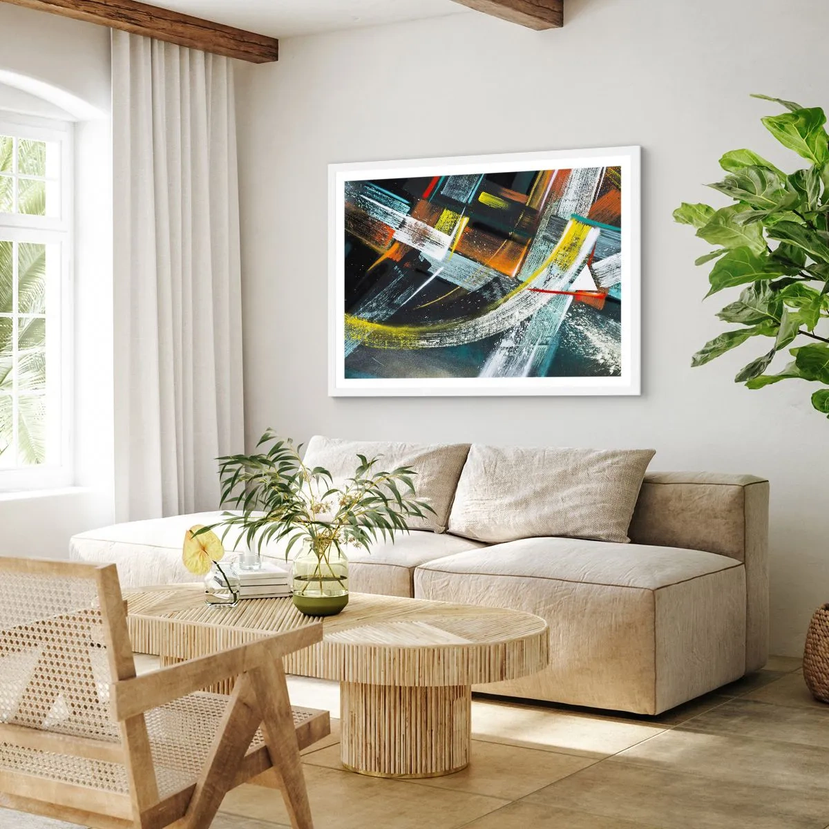 Póster en marco blanco - La energía del movimiento - 91x61 cm