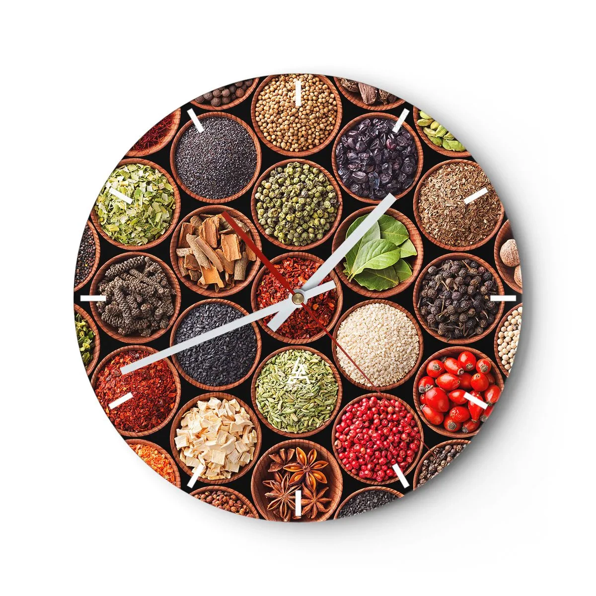 Reloj de pared - Reloj de vidrio - Todos los sabores del mundo - 40x40 cm