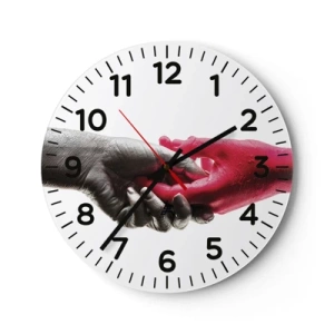 Reloj de pared - Reloj de vidrio - Juntos, aunque diferentes - 30x30 cm