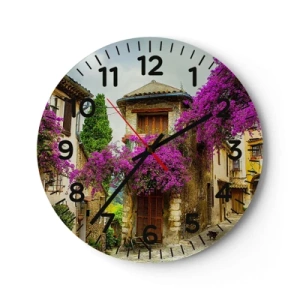 Reloj de pared - Reloj de vidrio - Bajo un manto de flores - 30x30 cm