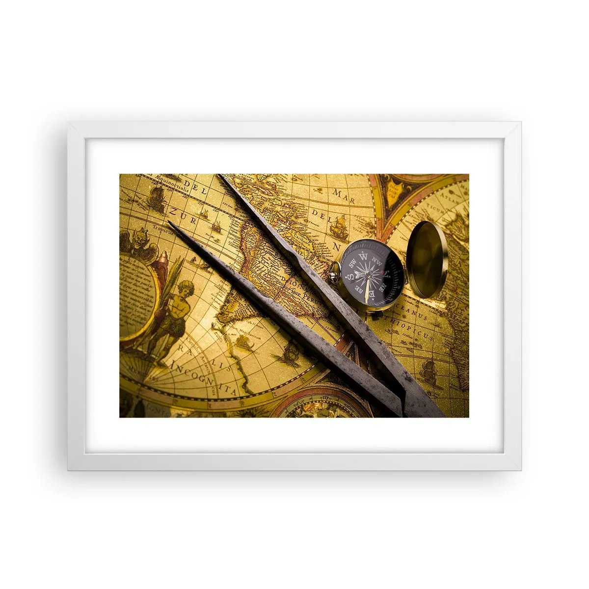 Póster en marco blanco - ¿Dónde están los tesoros? - 40x30 cm