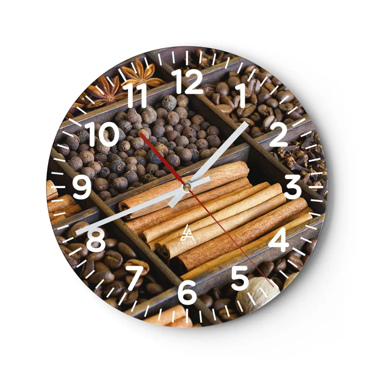Reloj de pared - Reloj de vidrio - Un tesoro de aromas - 40x40 cm