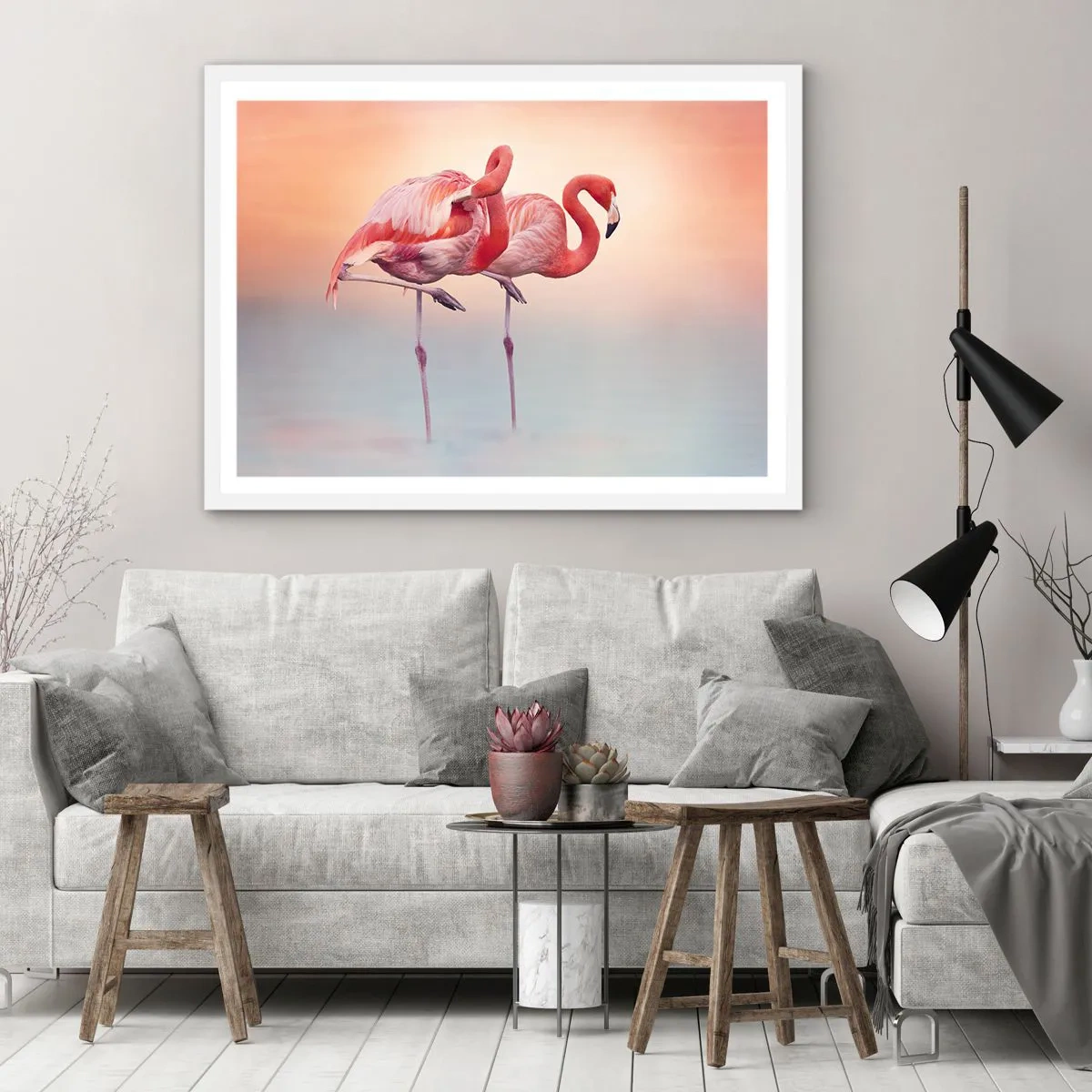 Póster en marco blanco - Elegancia bajo el sol de poniente - 70x50 cm