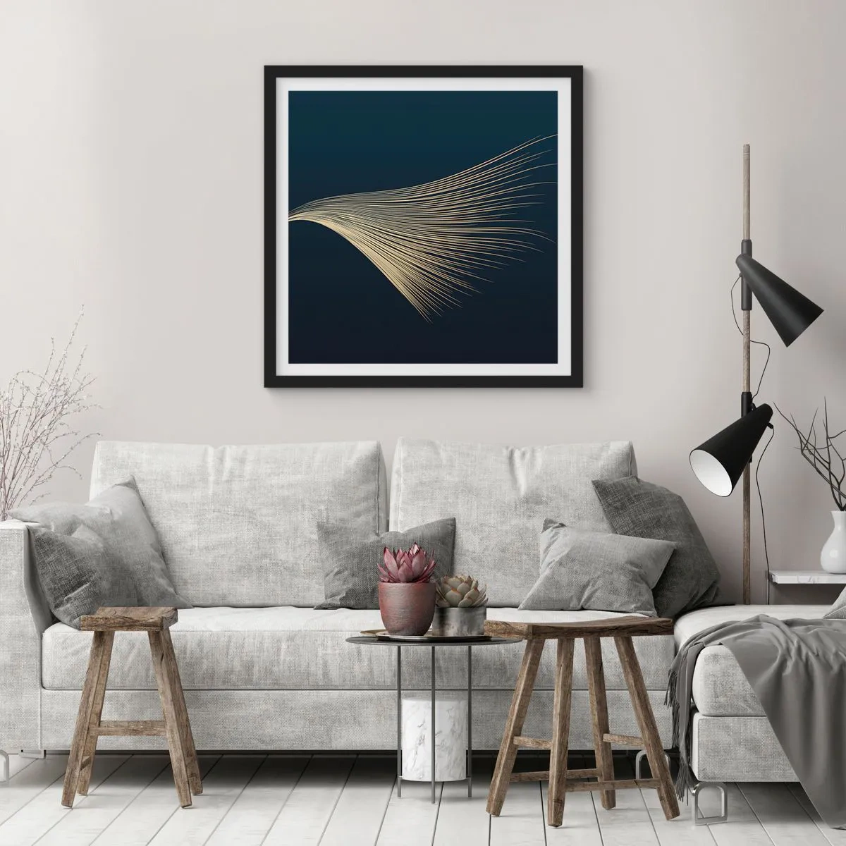 Póster en marco negro - Como el cabello de un ángel - 30x30 cm