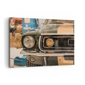 Cuadro sobre lienzo - Impresión de Imagen - Un coche retro icónico en un entorno clásico. - 100x70cm - Encuentro con una leyenda - Decoración de pared moderna para salón y dormitorio ARTTOR