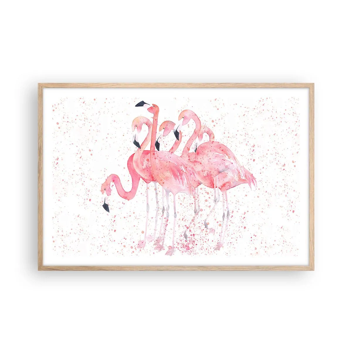 Póster en marco roble claro - Asamblea rosa - 91x61 cm