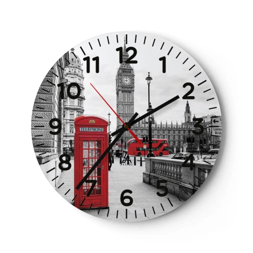 Reloj de pared - Reloj de vidrio - Sin duda, Londres - 40x40 cm