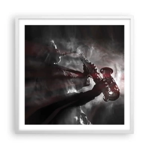 Póster en marco blanco - En el vapor del jazz - 60x60 cm