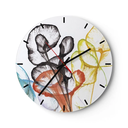 Reloj de pared - Reloj de vidrio - Flores con alma - 40x40 cm