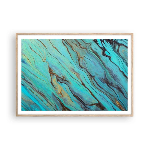 Póster en marco roble claro - Marea turquesa - 100x70 cm