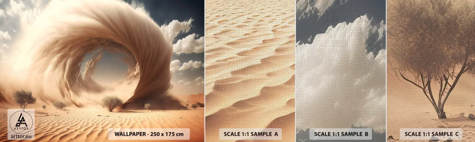 Muestra de fotomural Premium Canvas - Portal abierto - Arena, Desierto, una tormenta de arena - 100x30 cm