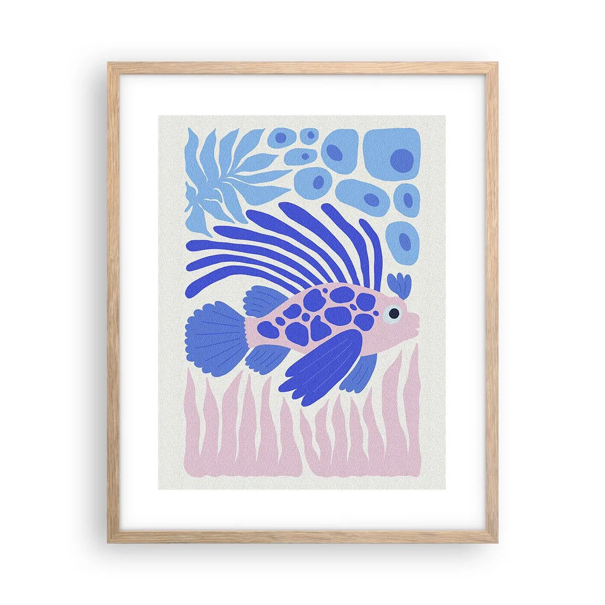 Póster en marco roble claro - En su mundo - 40x50 cm