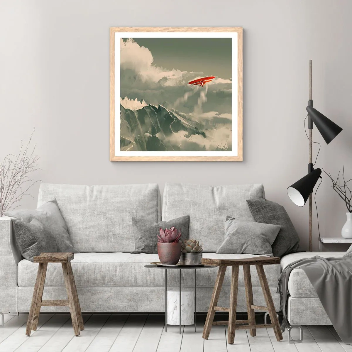 Póster en marco roble claro - Pionero sin miedo - 30x30 cm