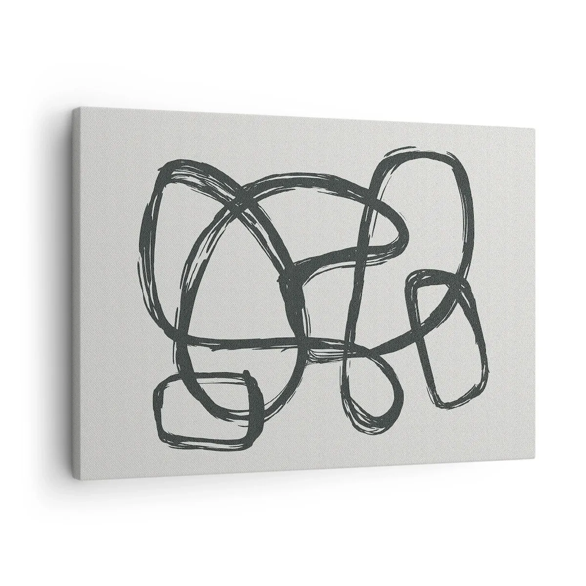 Cuadro sobre lienzo - Impresión de Imagen - Líneas abstractas que crean formas libres sobre un fondo claro - 70x50cm - Abstracción en bucle - Decoración de pared moderna para salón y dormitorio ARTTOR