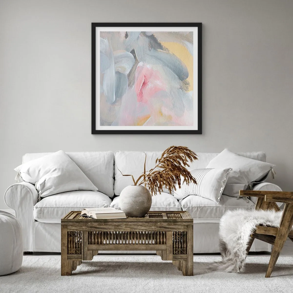 Póster en marco negro - En un mundo de colores pastel - 60x60 cm