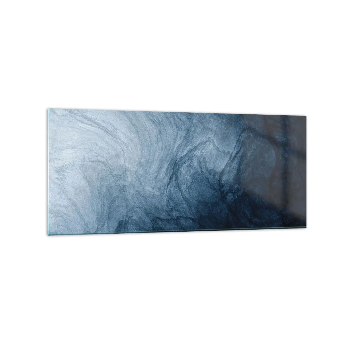 Cuadro sobre vidrio - Impresiones sobre Vidrio - Una composición abstracta en tonos azules y azul marino. - 120x50cm - En las profundidades - Decoración de pared moderna para salón y dormitorio ARTTOR