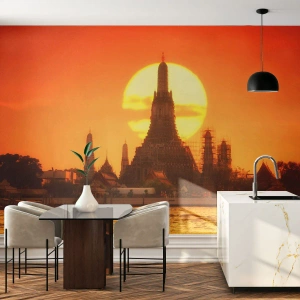 Fotomural Autadhesivo Deluxe Sticker - Hacia el sol, siempre hacia el sol - Bangkok, Templo del amanecer, Tailandia - 350x256 cm