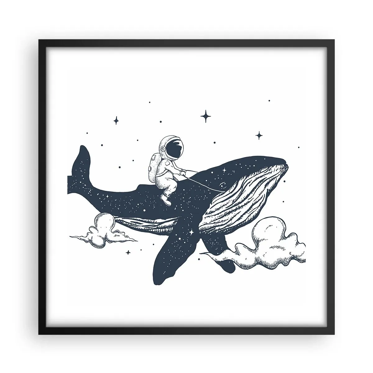 Póster en marco negro - Una aventura cósmica - 50x50 cm