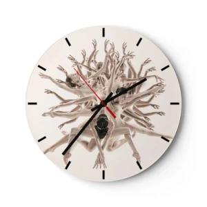 Reloj de pared - Reloj de vidrio - Una composición de siluetas danzantes en una disposición dinámica. - 30x30cm - Floreciendo en la danza - Decoración de pared moderna para salón, cocina y dormitorio ARTTOR
