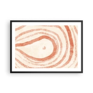 Póster en marco negro - Un motivo abstracto de líneas concéntricas en tonos terracota. - 70x50cm - Círculos de coral - composición - Decoración de pared moderna para salón y dormitorio ARTTOR